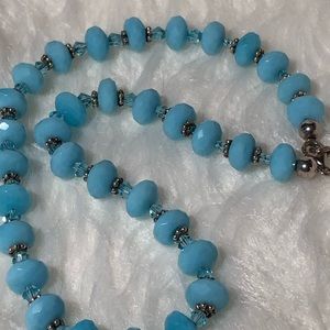 Handmade aquamarine beaded necklace